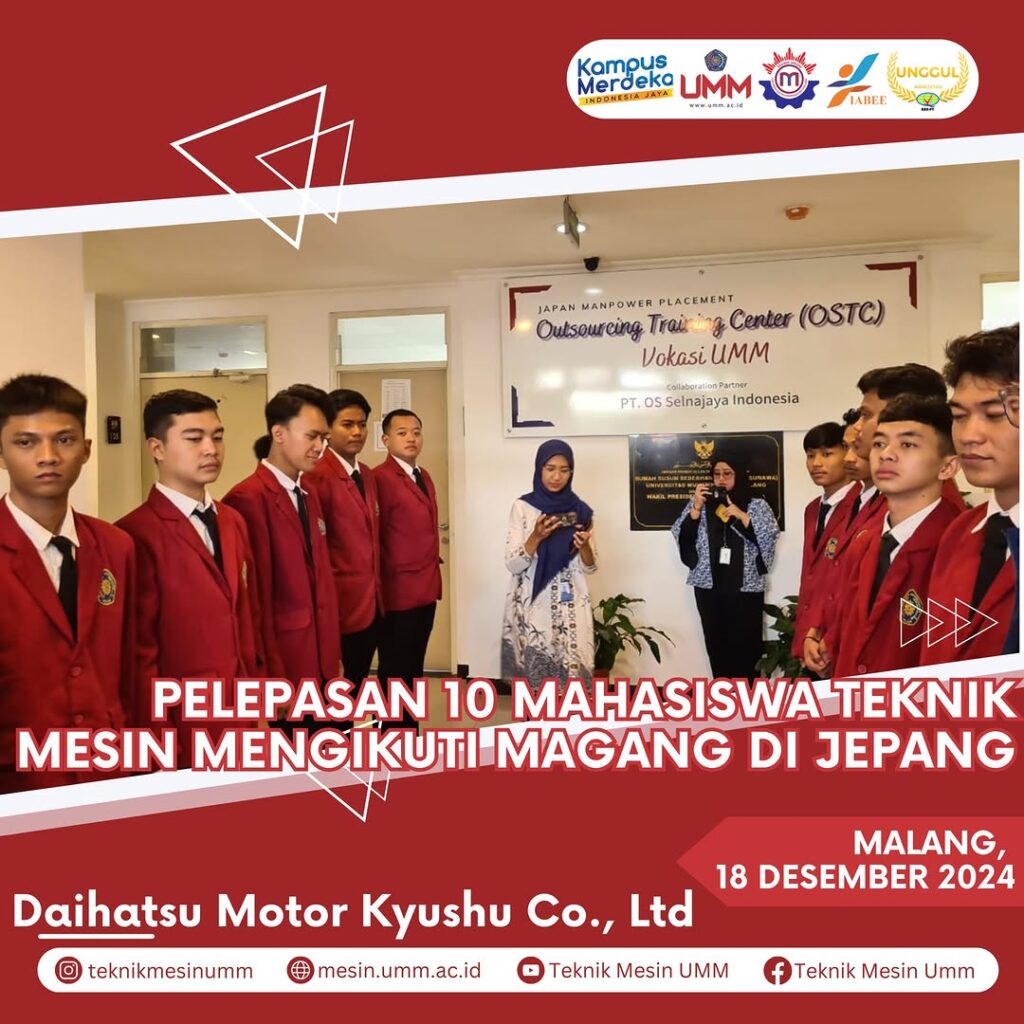Pelepasan 10 Mahasiswa Teknik Mesin UMM untuk Magang di Jepang