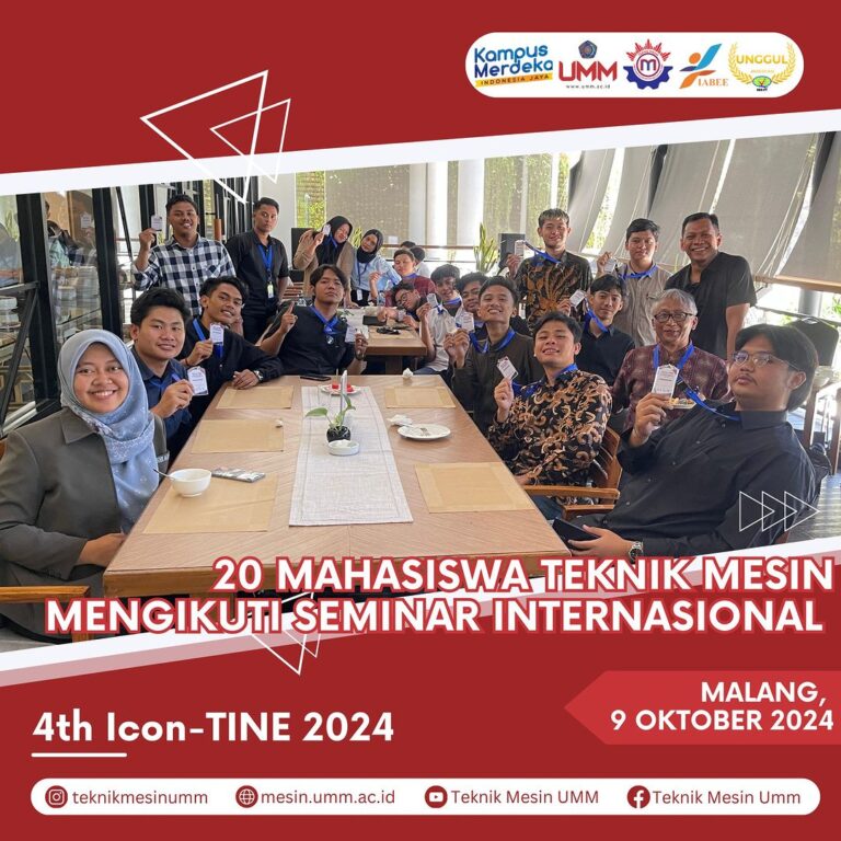 20 Mahasiswa Teknik Mesin UMM Berkesempatan Jadi Presenter di Seminar Internasional 4th Icon-TINE 2024