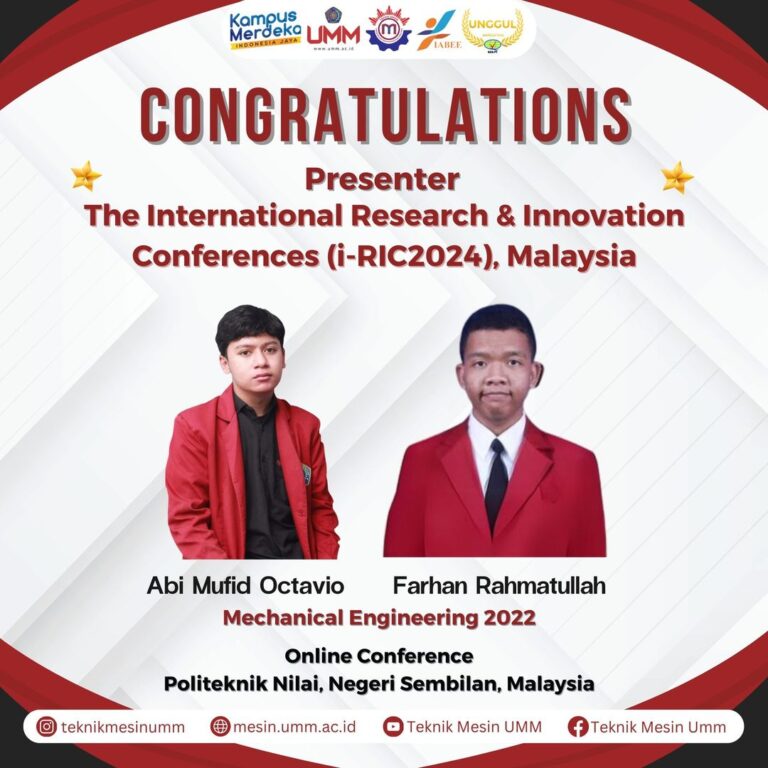Apresiasi kepada Abi Mufid Octavio dan Farhan Rahmatullah atas Presentasi di The International Research & Innovation Conferences (i-RIC2024), Malaysia