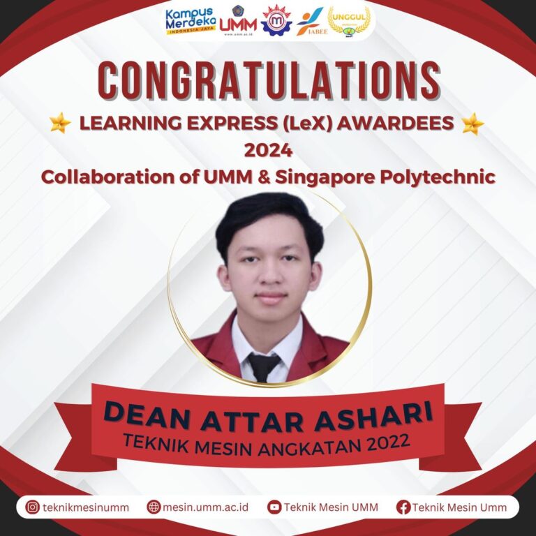 Dean Attar Ashari Terpilih Mengikuti Program Learning Express (LeX) Kolaborasi UMM dan Singapore Polytechnic