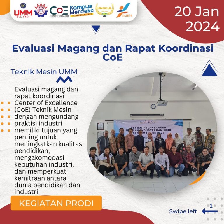 Evaluasi Magang dan Rapat Koordinasi CoE Teknik Mesin bersama Praktisi