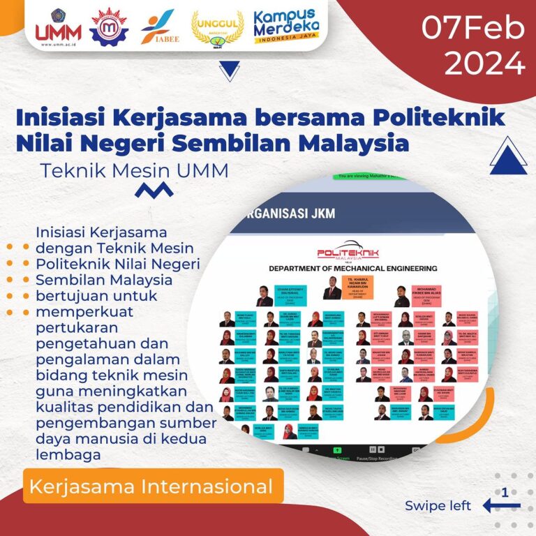 Inisiasi Kerjasama Teknik Mesin UMM dan Politeknik Nilai Negeri Sembilan Malaysia Melalui IRO UMM