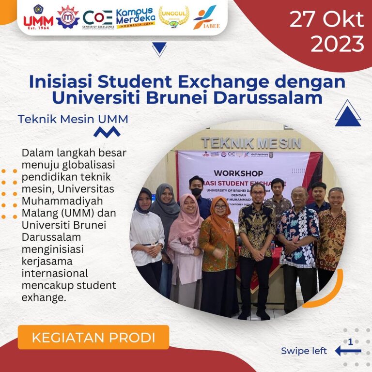 Inisiasi Kerjasama: Teknik Mesin UMM dan Universiti Brunei Darussalam Menapaki Perjalanan Kolaboratif yang Penuh Peluang