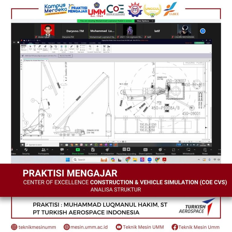 Kuliah Analisa Struktur di Center of Excellence Construction & Vehicle Simulation