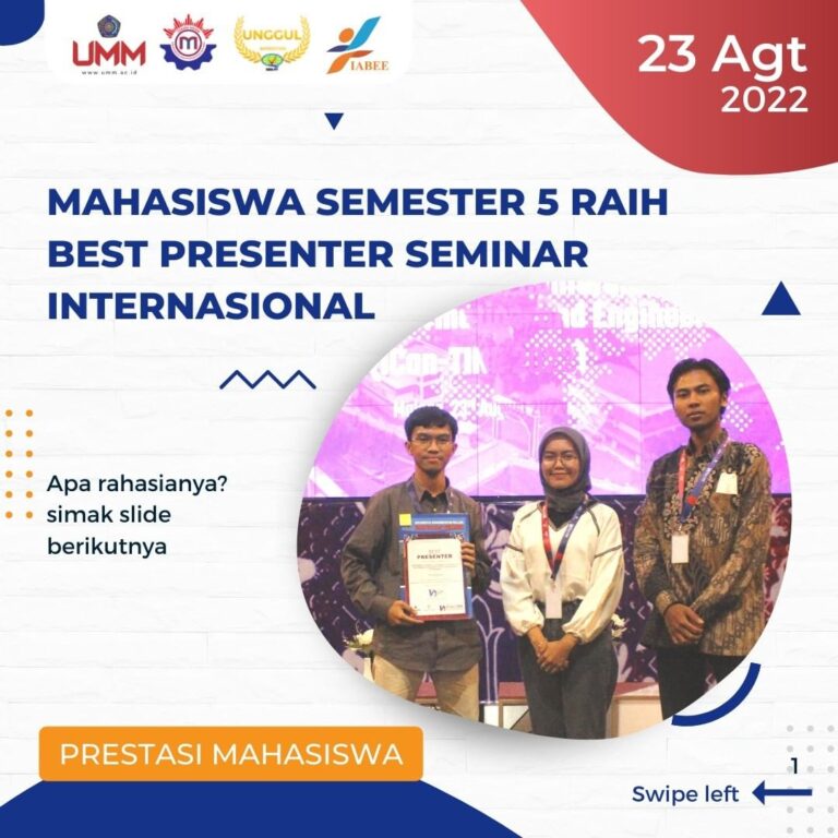 Mahasiswa Kelas Internasional Raih Best Presenter Seminar Internasional ICONTINE