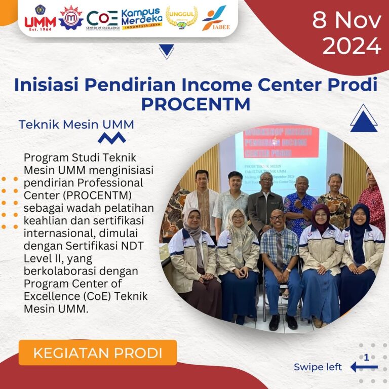 PROCENTM: Pusat Pelatihan dan Sertifikasi Internasional Teknik Mesin UMM