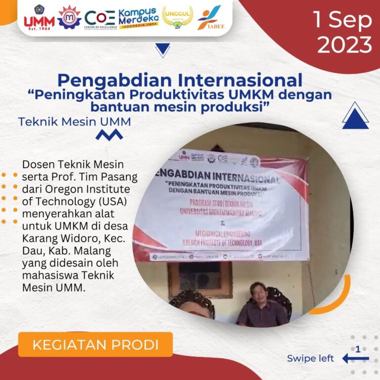 Pengabdian Internasional: “Peningkatan Produktivitas UMKM dengan Bantuan Mesin Produksi”Pengabdian Internasional: “Peningkatan Produktivitas UMKM dengan Bantuan Mesin Produksi”