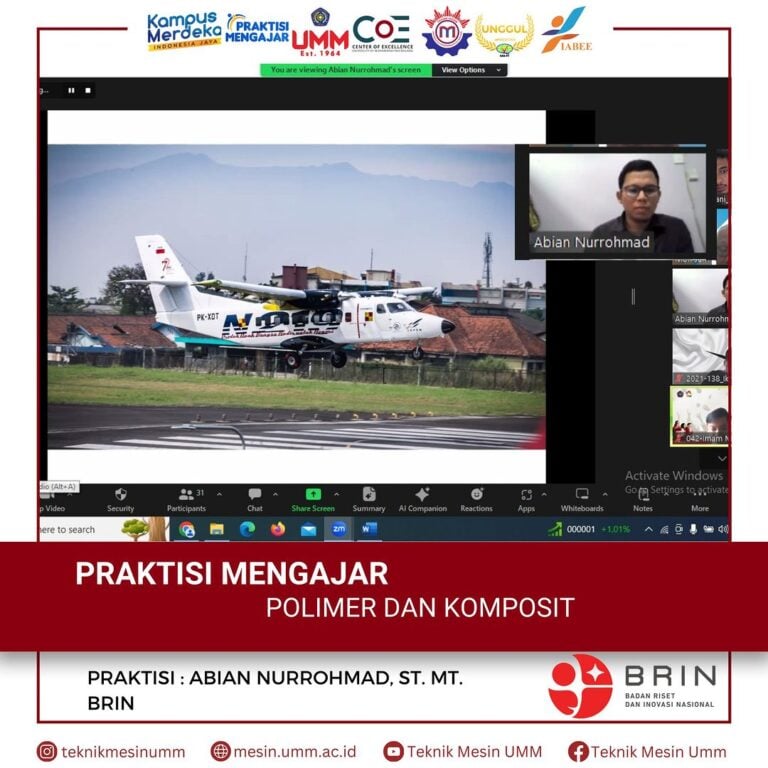 Praktisi BRIN Mengajar Mata Kuliah Polimer dan Komposit di UMM