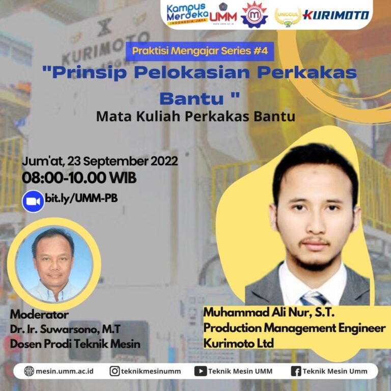 Praktisi Mengajar Mata Kuliah Perkakas Bantu: Menghadirkan Pengalaman Industri di Kurimoto Ltd, Jepang untuk Mahasiswa Teknik Mesin UMM