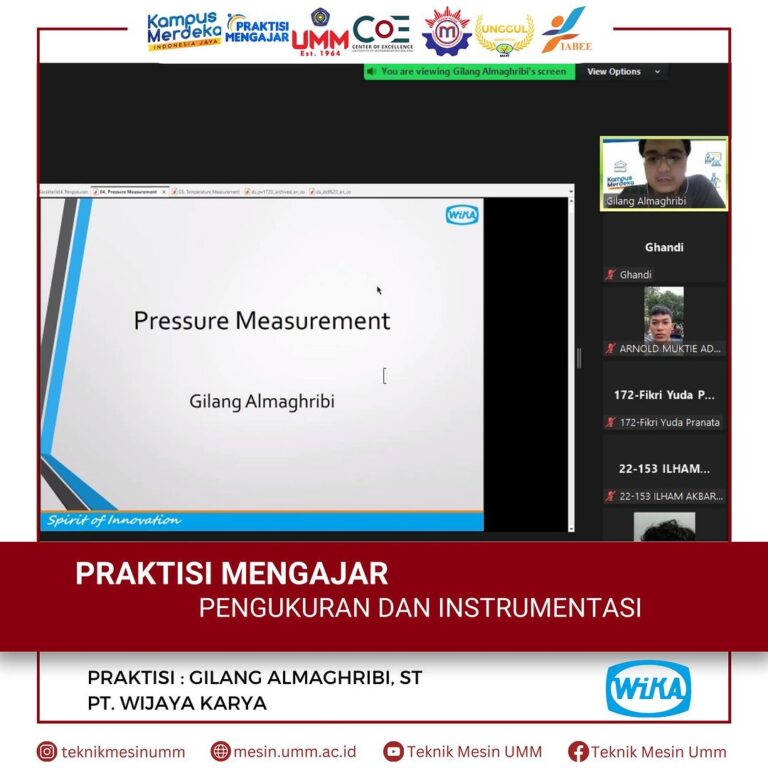Praktisi Mengajar di Teknik Mesin UMM: Gilang Almaghribi dari PT Wijaya Karya