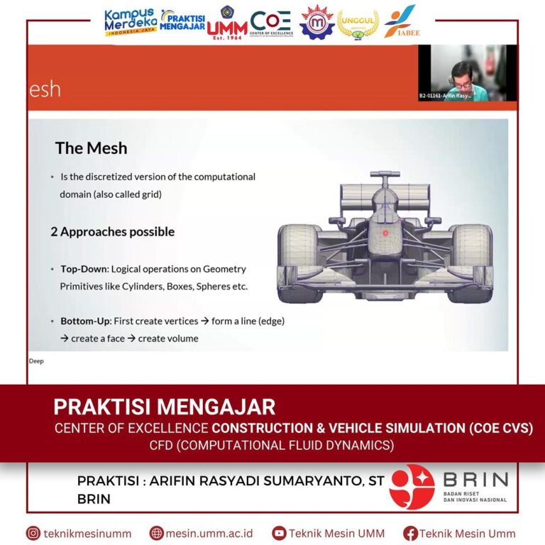 Praktisi dari BRIN, Arifin Rasyadi Sumaryanto, ST, Mengajar Mata Kuliah CFD di Teknik Mesin UMM