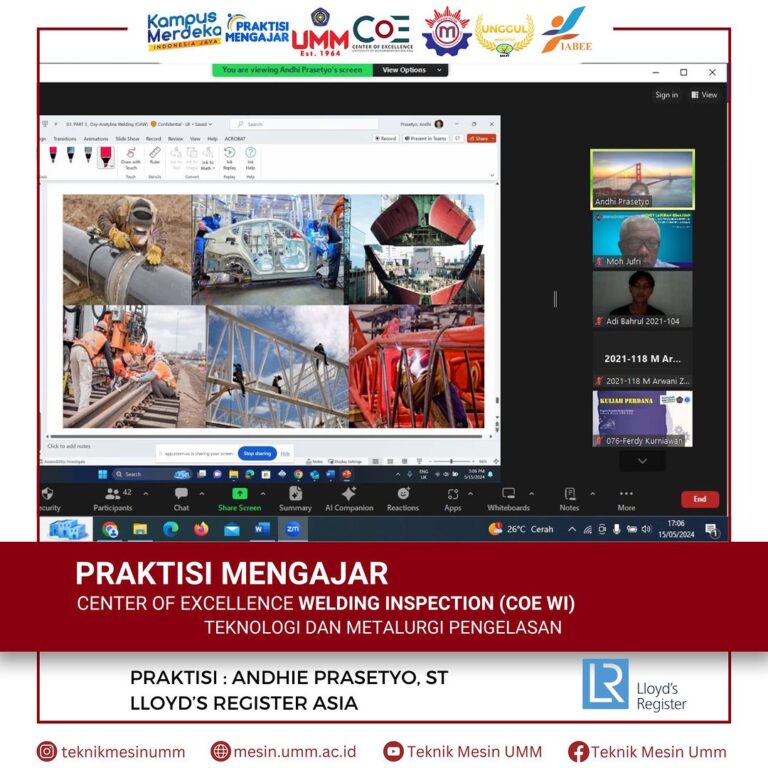 Praktisi dari Lloyd’s Register Asia, Andhie Prasetyo, ST, Mengajar di UMM