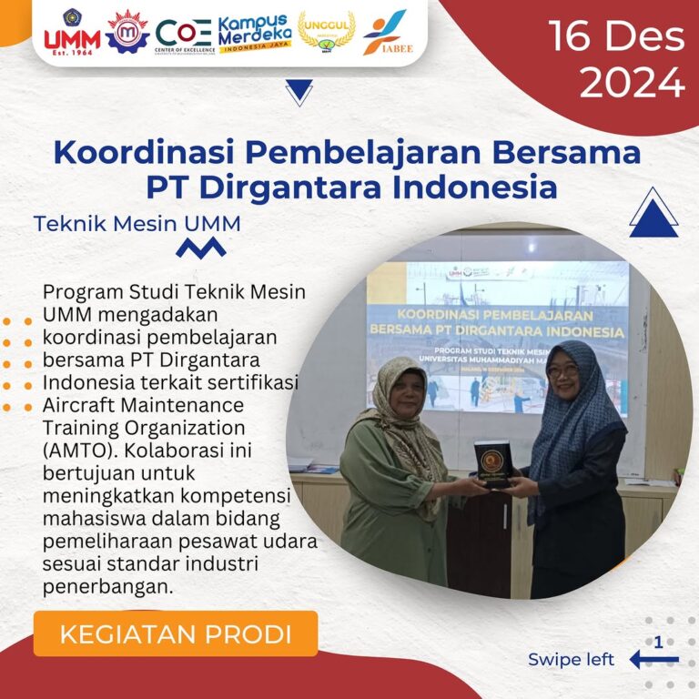 Teknik Mesin UMM Jalin Kerja Sama Strategis dengan PT Dirgantara Indonesia