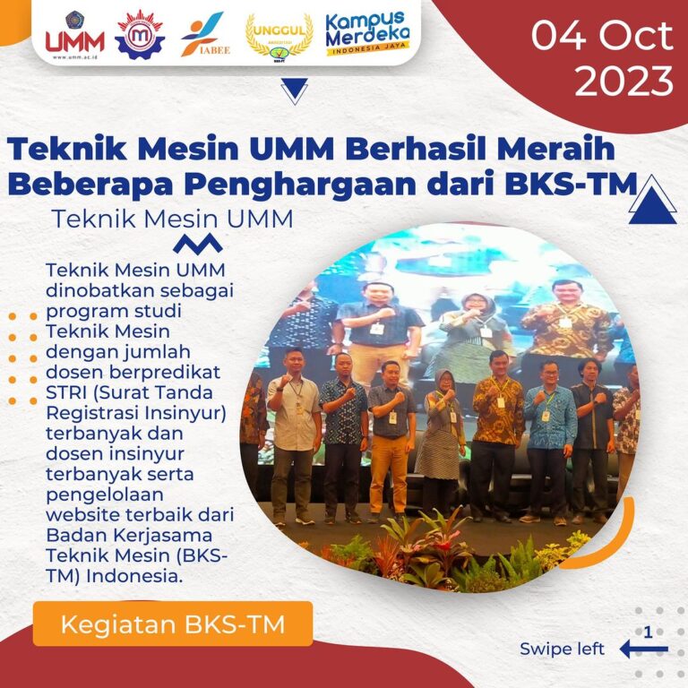 Teknik Mesin UMM Raih Penghargaan Bergengsi dari BKS-TM