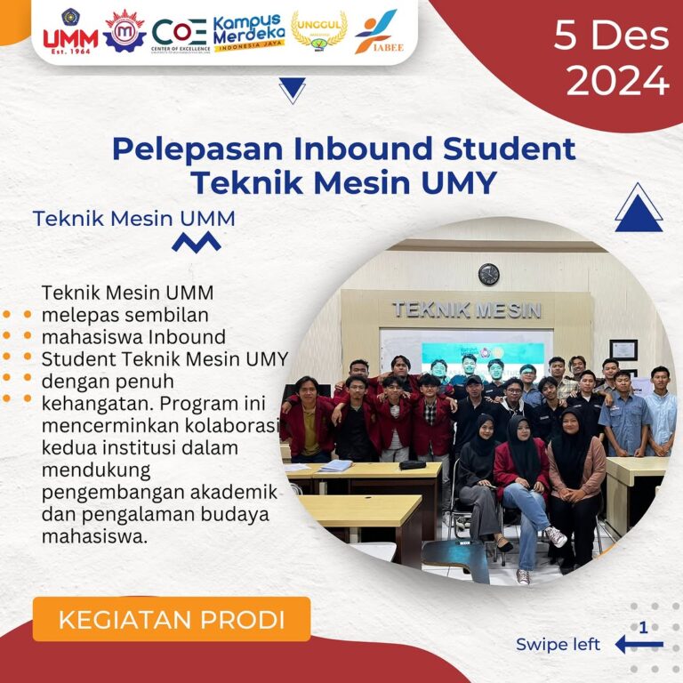 Teknik Mesin UMM Sambut 9 Mahasiswa Inbound Student dari Teknik Mesin UMY