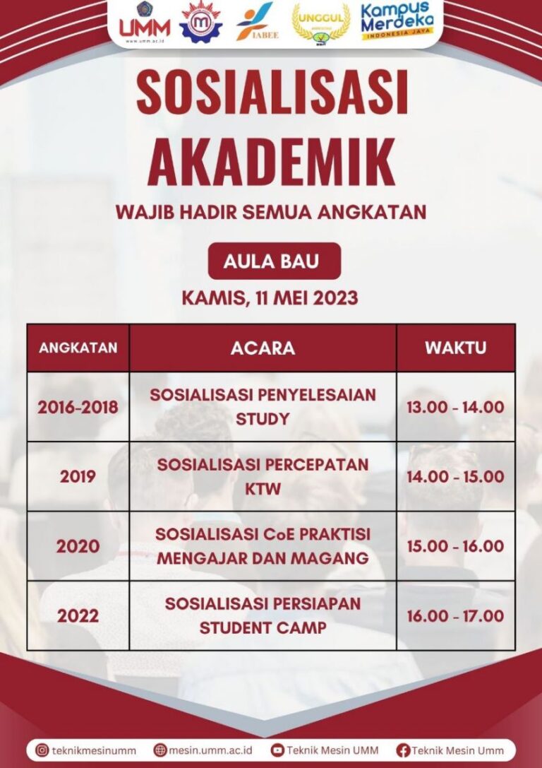Teknik Mesin UMM Sosialisasikan Penyelesaian Study, Percepatan KTW, CoE Praktisi Mengajar, Magang, dan Persiapan Student Camp