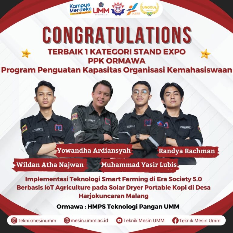 Tim HMPS Teknologi Pangan UMM Raih Terbaik 1 Kategori Stand Expo di PPK Ormawa Melalui Kolaborasi dengan HMPS Teknik Mesin UMM