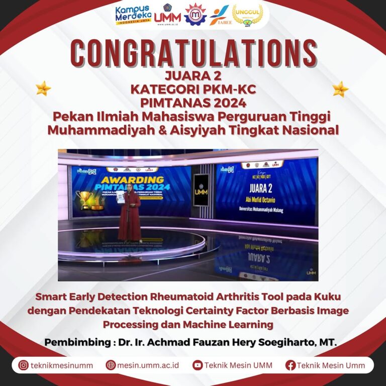 Tim Teknik Mesin UMM Raih Juara 2 di PIMTANAS 2024 dengan Inovasi Teknologi Kesehatan