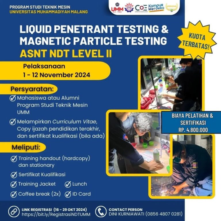 Tingkatkan Kualifikasi Diri dengan Sertifikasi ASNT NDT PT-MT Level 2