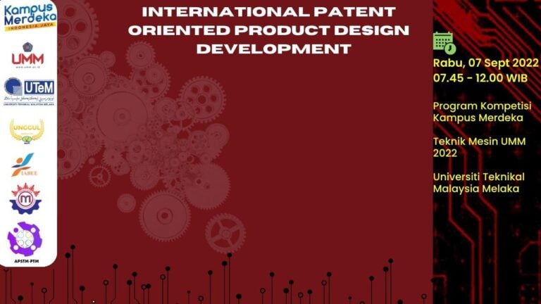 Webinar International Patent Oriented Product Design Development dengan Narasumber dari Universiti Teknikal Melaka Malaysia
