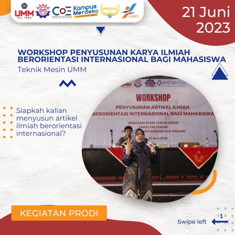 Workshop Penyusunan Karya Ilmiah Berorientasi Internasional Sukses Dilaksanakan Teknik Mesin UMM