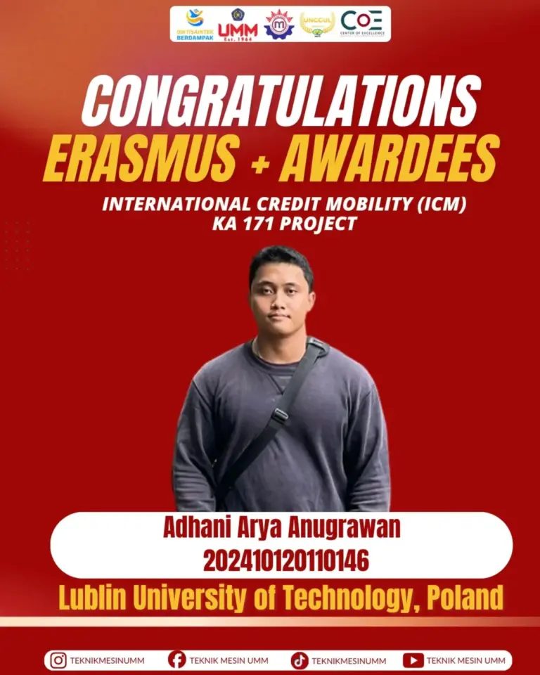 Selamat kepada Adhani Arya Anugrawan, Penerima Beasiswa Erasmus+!