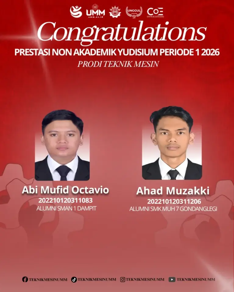 Sabet Berbagai Penghargaan Nasional hingga Internasional, Mahasiswa Teknik Mesin UMM Tunjukkan Taring di Yudisium Periode I 2026