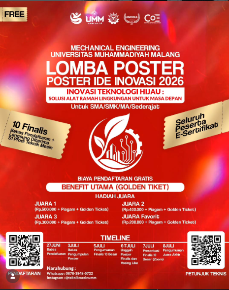 Gandeng Kreativitas Siswa, Teknik Mesin UMM Kembali Gelar Lomba Nasional Poster Ide Inovasi 2026